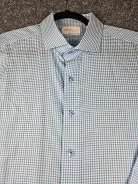 Lorenzo Uomo Checkered Dress Shirt 17.5” Neck 36/37 Sleeve Trim Fit #600
